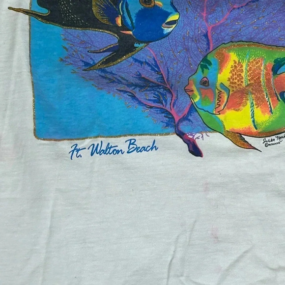 Vintage 1992 Pina Colada Susan Moustaki Fish Casual Resort Beach Dress As Found - Picture 8 of 10